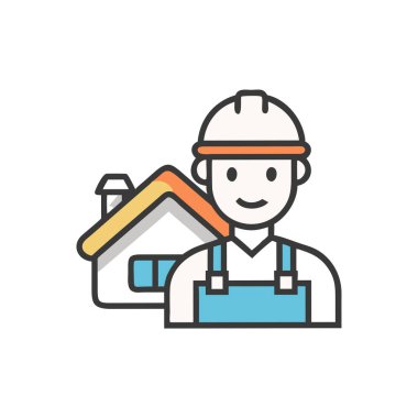 Mühendis işçi simgesi, vektör illüstrasyonu