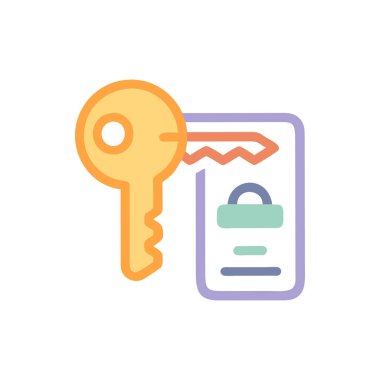 Şifre güvenlik simgesi vektörü. İnce çizgi işareti. izole edilmiş sınır sembolü çizimi