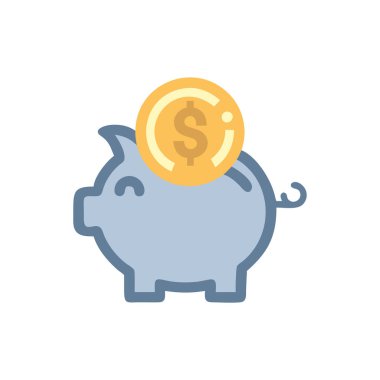 Piggy Bank vektör simgesi beyaz arkaplanda izole edildi