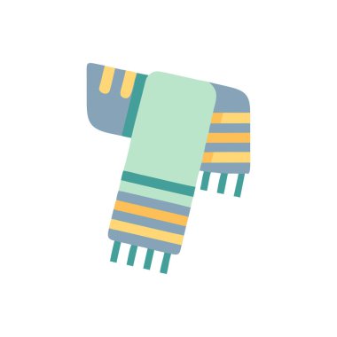 Sıcak kış eşarp simgesi düz vektör rengi