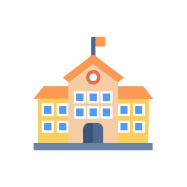 school building icon flat isolated on white background vector illustration