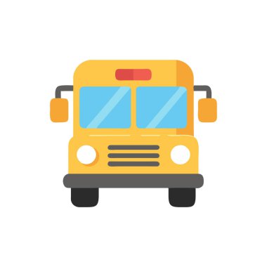 Okul otobüsü düz beyaz arka plan simgesine