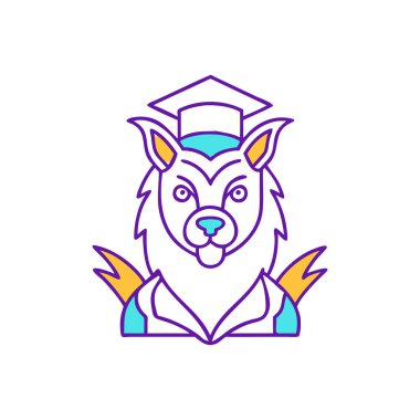 Baş kurt çizgisi ikonu. Kurt başı vektör çizimi beyaz arkaplanda izole edildi.