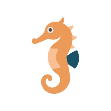 Tatlı deniz atı çizgi filmi. düz vektör çizimi beyaz arkaplanda izole edildi