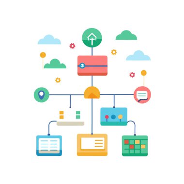 Sosyal ağın düz vektör illüstrasyonu