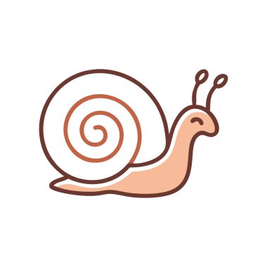 Salyangoz çizgi film ikonu beyaza izole edildi. vektör illüstrasyonu.