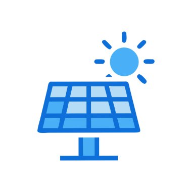 Beyaz arkaplanda izole edilmiş güneş enerjisi ikonu vektörü, ağ ve mobil uygulama dizaynı, güneş enerjisi logosu kavramı