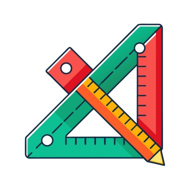 cetvel vektör simgesi tasarımı ve ölçümü.