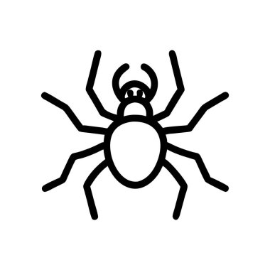 Örümcek ikonu vektörü. İnce çizgi işareti. İzole edilmiş kontür sembolü gösterimi