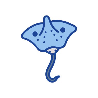 Beyaz arka planda kelebek, vektör ve resimli şirin mavi karikatür çiçeği..