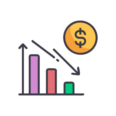 grafik ve dolar ikon vektör tasarımı