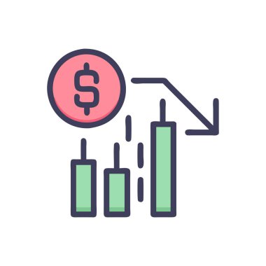 Dolar vektör renk çizgisi simgesi