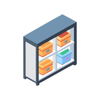 Depolama kutusu izometrik vektörü. Depolama. depolama