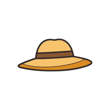 Hasır şapka simgesi ince çizgi biçiminde