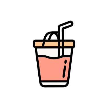 Kahve içeceği ikonu tasarımı, renkli vektör illüstrasyonu