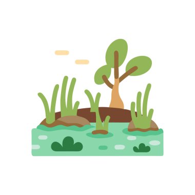 çömlek vektör tasarımında bitki