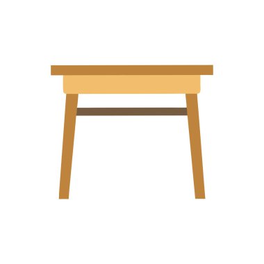 Beyaz arka planda ahşap masa simgesi. vektör illüstrasyonu.