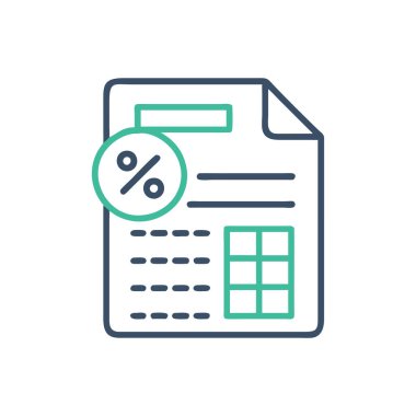 Hesap makinesi satırına sahip belge ve veri analizinin biçim ikon tasarımı mali piyasa muhasebe muhasebe ekonomisi ve muhasebe teması illüstrasyonu