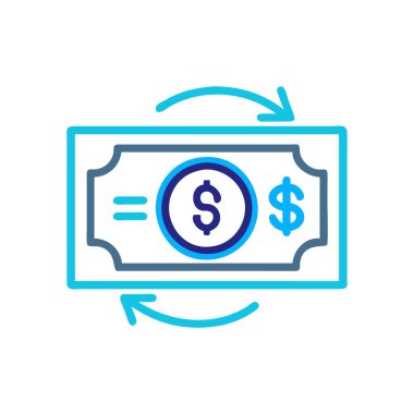 Beyaz arka planda dolar değişimi vektör çizimi. Birinci kalite semboller. Web ve grafik tasarımı için vuruş simgesi.