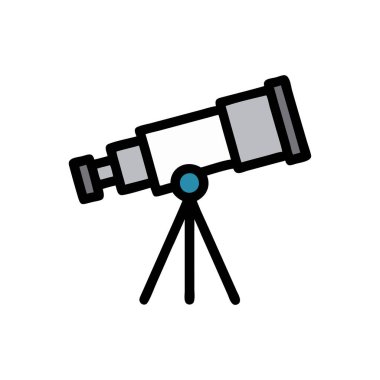 Web ve mobil uygulamanız için beyaz arkaplanda izole edilmiş teleskop simgesi vektörü