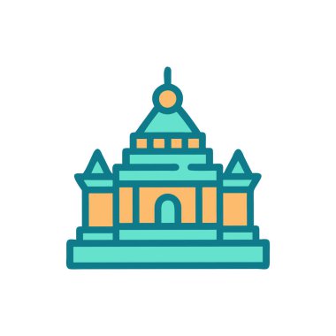 Düz dizaynlı bina simgesi izole edilmiş arkaplan vektörü çizimi