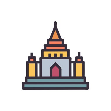 Beyaz arkaplanda ana hat biçiminde tapınak simgesi