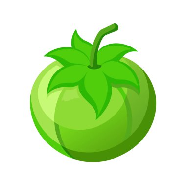 Vektör karikatür yeşil elma beyaz arka planda izole. Yeşil meyve. sağlıklı yiyecekler.