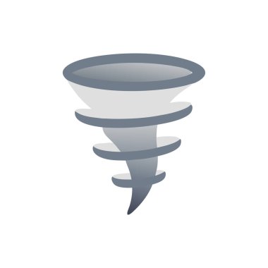 Beyaz arkaplanda izole edilmiş karikatür tarzında tornado simgesi. Tornado sembolü vektör çizimi