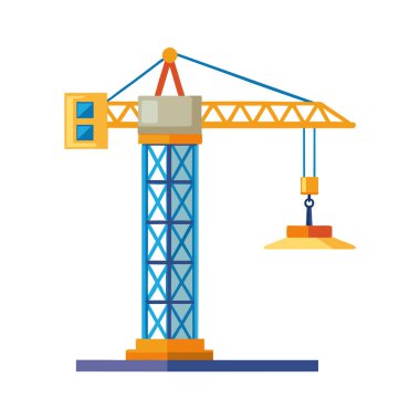 Şehir elemanları vektör illüstrasyon grafik tasarımlı vinç ve bina