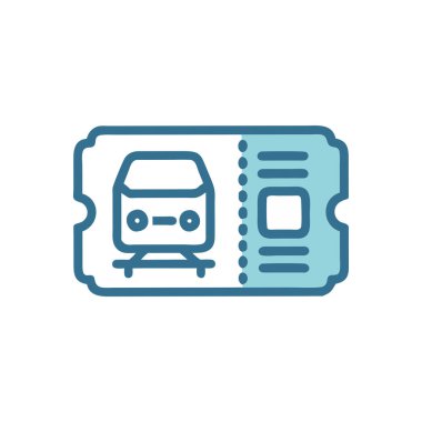 Tren bileti ikonu vektör işareti ve sembolü beyaz sırt deliğinde izole edildi