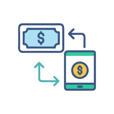 Para sembollü akıllı telefon izole vektör illüstrasyon tasarımı