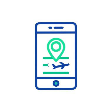 akıllı telefon düzlem konumu pin satırı biçim vektör tasarımı