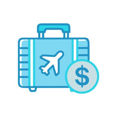 Seyahat çantası simgesinin vektör illüstrasyonu