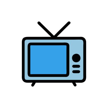 Televizyon vektörü düz renk simgesi