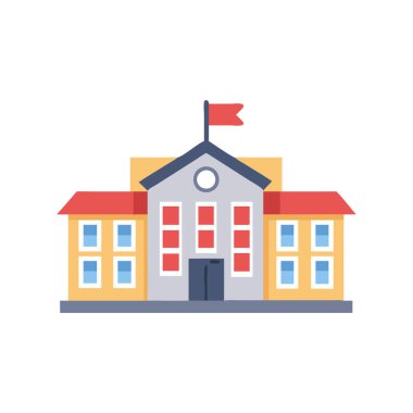 okul binası ikon vektör illüstrasyonu