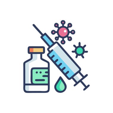 Aşı, aşı, aşı, vektör düz ikon çizimi.