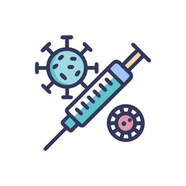 Şırınga ile covid 19 aşı simgesi