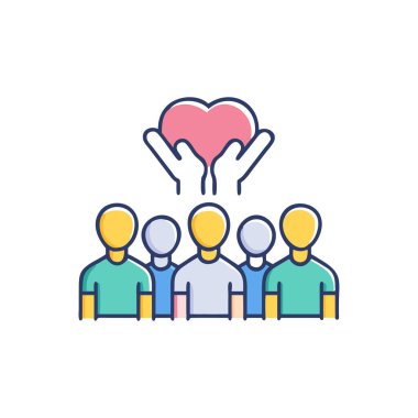 Kalp simgesi olan insanların vektör illüstrasyonu