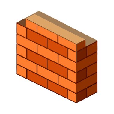 Tuğla duvar simgesi. beyaz arkaplanda izole edilmiş web tasarımı için tuğla vektör simgesinin karikatürü