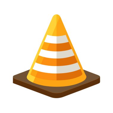 Üçgen koni trafik konisi simgesi düz biçimli