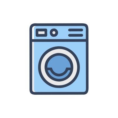 çamaşır makinesi vektörü düz renk simgesi