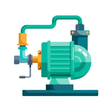 Yeşil bitki vektör çizim grafik tasarımı ile endüstriyel makine