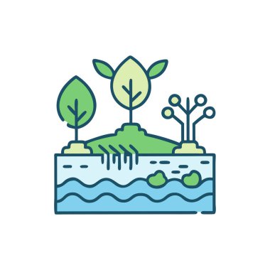 Çevre koruma, ekoloji, çevre, çevre, doğa yassı simgesi