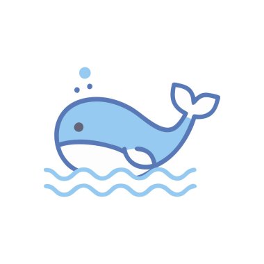 Balina renk çizgisi simgesi. Vektör çizimi. Web, uygulama, düğme için özet biçimi.