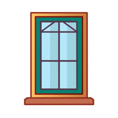 Pencereli ev simgesi. web tasarımı için ev evi vektör illüstrasyonunun karikatürü izole