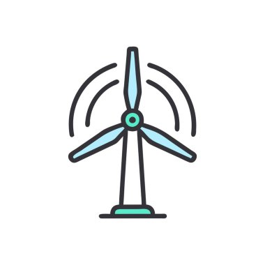 Rüzgar jeneratörü ikon vektörü. İnce çizgi işareti. izole edilmiş sınır sembolü çizimi