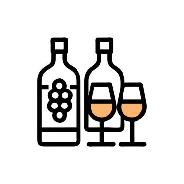 Şampanya vektör çizgisi simgesi, işaret, beyaz arkaplan çizimi, düzenlenebilir vuruşlar