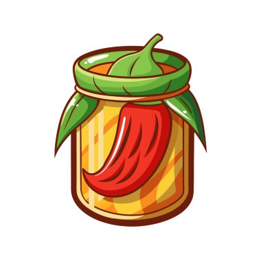 Kırmızı elmalı karikatür kavanozunun vektör çizimi