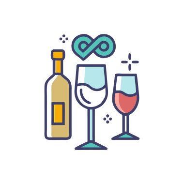 Şarap kadehi ikon vektörü. İnce çizgi işareti. izole edilmiş sınır sembolü çizimi