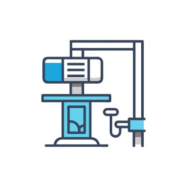 Yazdırma makinesi simgesi vektörü için makine. İzole düz sembol çizimi. renk çizgisi işareti